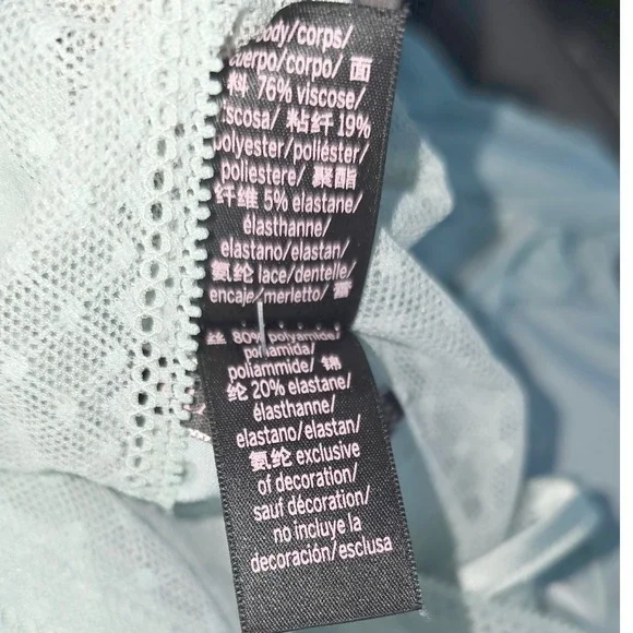 VICTORIA'S SECRET women's seafoam mint green intimates romper tankini L lace - Picture 6 of 6